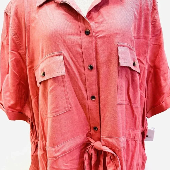 NWT CROFT & BARROW Women Short Sleeve Pullover Collared Draw String Dress Sz 4X - Picture 4 of 12